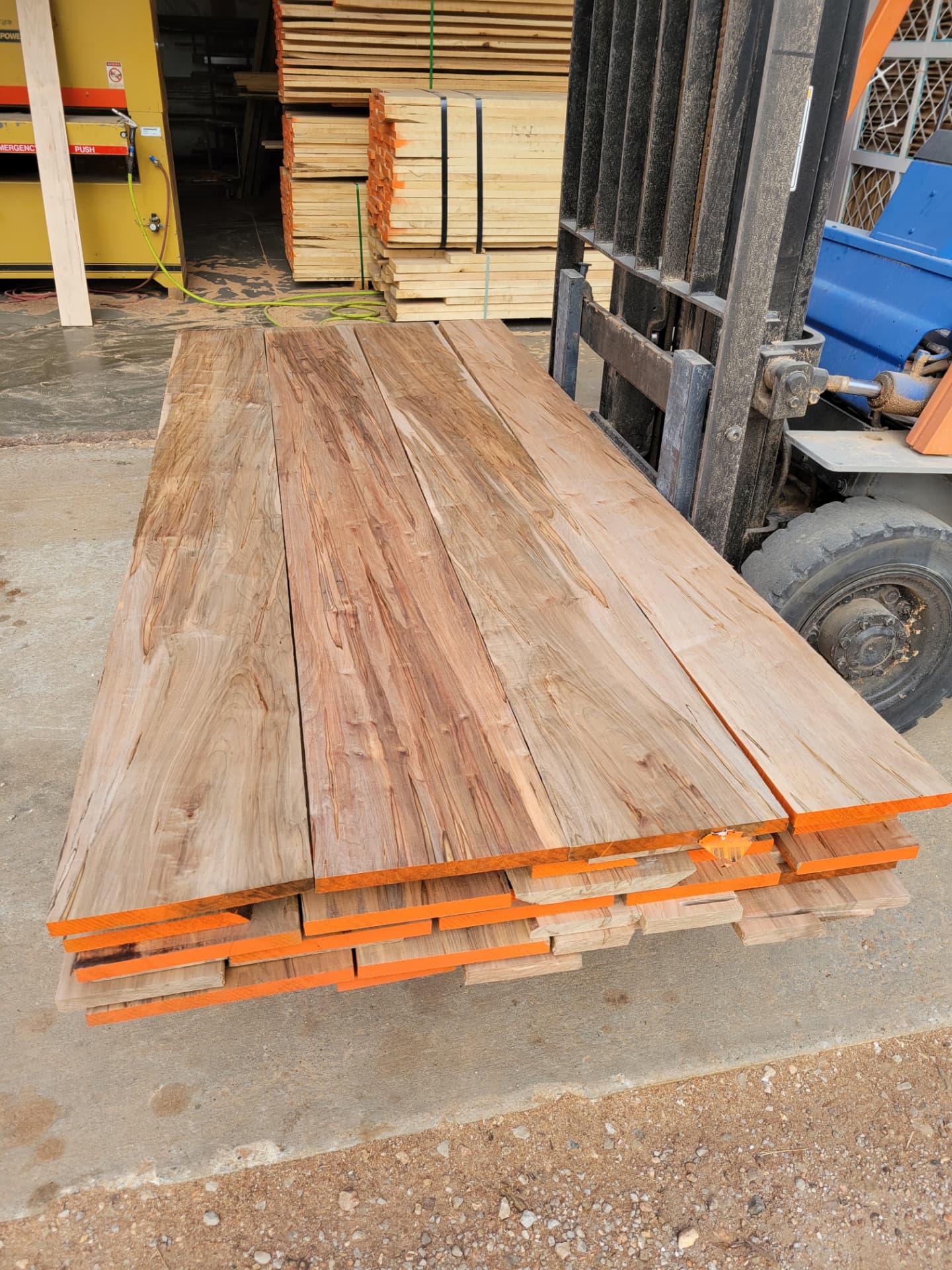 Hard and soft maple boards in the lumber rack in Nixa, MO